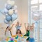 Blue & Cream Heart Balloon Set – 18" Heart Mylar Balloons, Clear Foil Balloon, and Nude Blue Latex Balloons for Boys’ Birthday, Baby Shower, Christening & Elegant Party Decorations (Blue and Cream White)